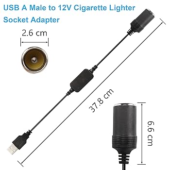 Amazon.com: CERRXIAN 1ft USB A Male to 12V 8W Cigarette